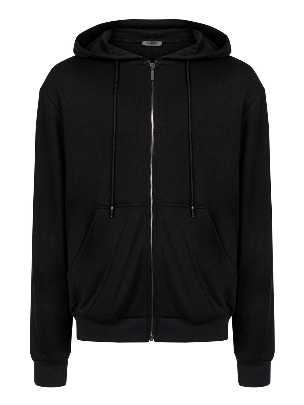 Siyah Modal Fermuarlı Kapüşonlu Sweatshirt