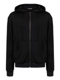 Siyah Modal Fermuarlı Kapüşonlu Sweatshirt