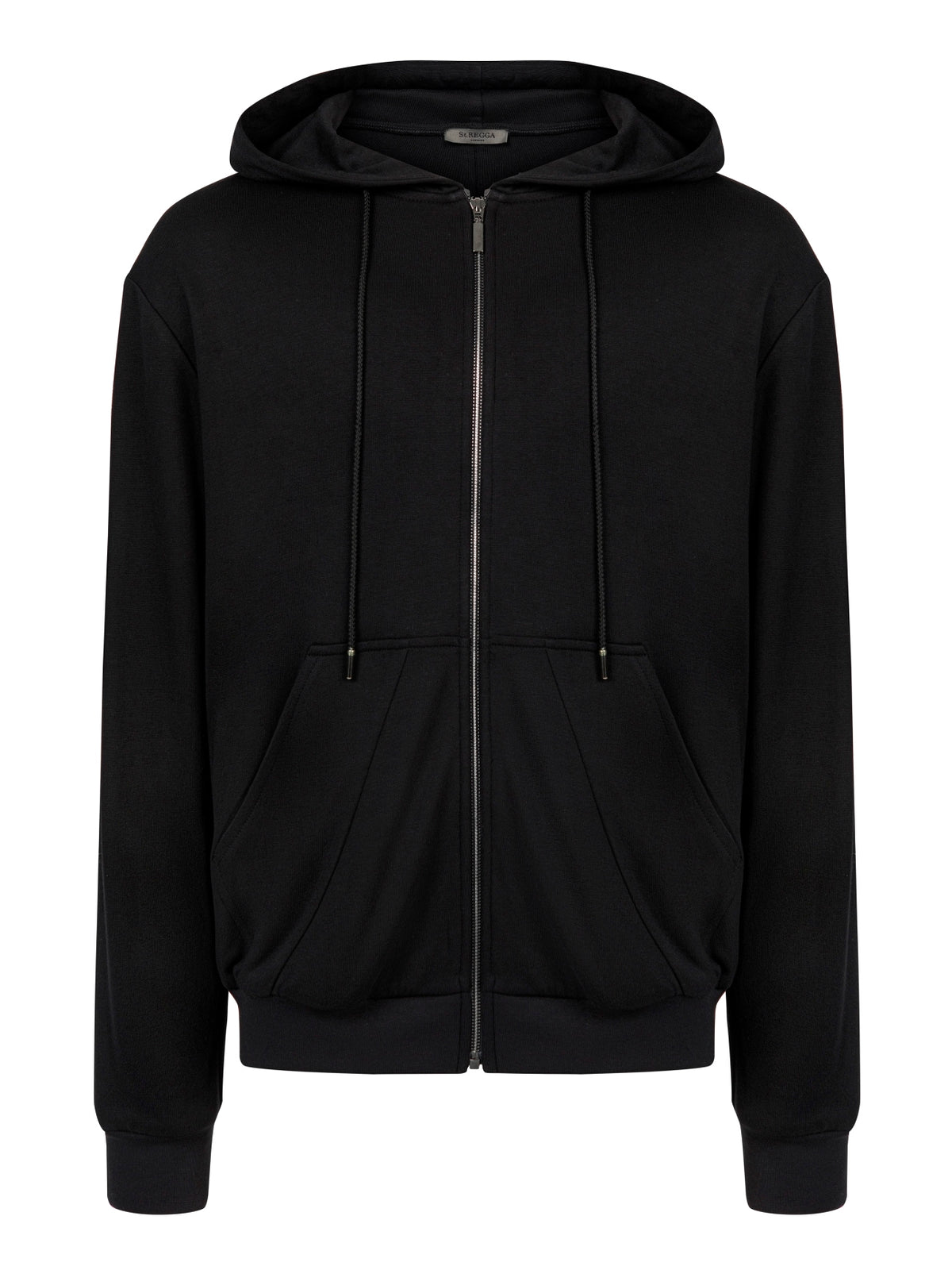 Siyah Modal Fermuarlı Kapüşonlu Sweatshirt