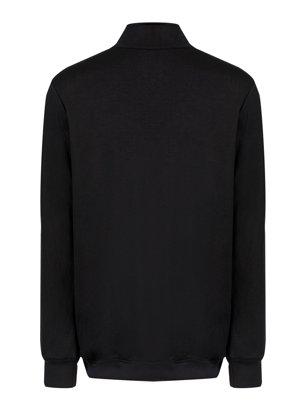 Modal Yarım Fermuarlı Uzun Kollu Unisex Sweatshirt – Siyah