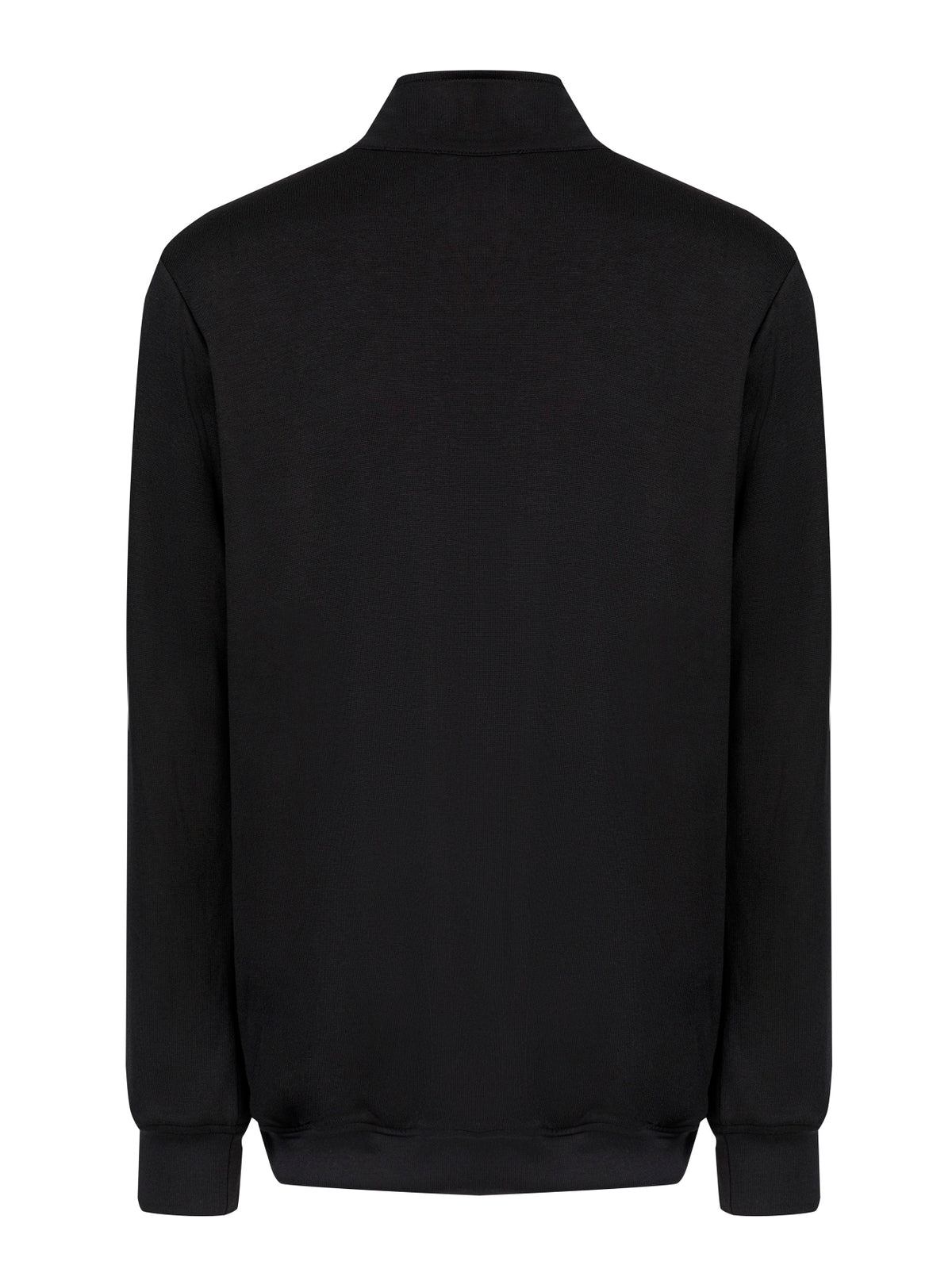 Modal Yarım Fermuarlı Uzun Kollu Unisex Sweatshirt – Siyah