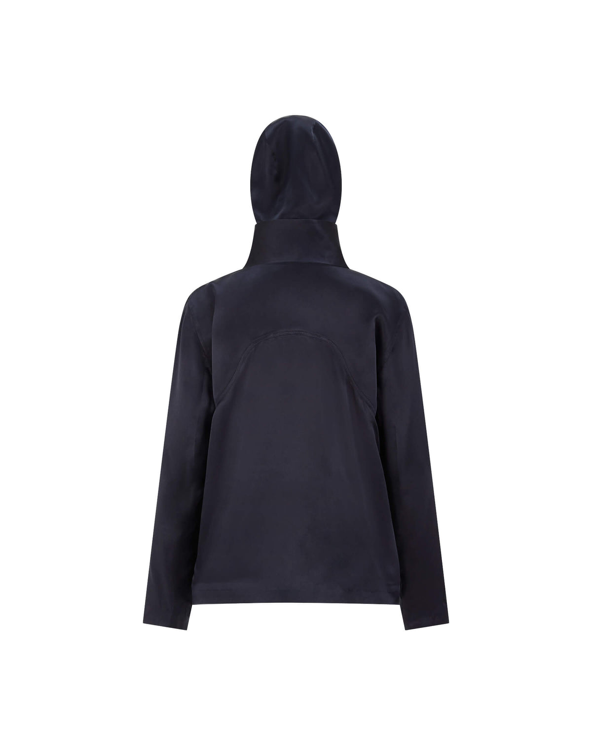 Navy %100 İpek Kapüşonlu Sweatshirt