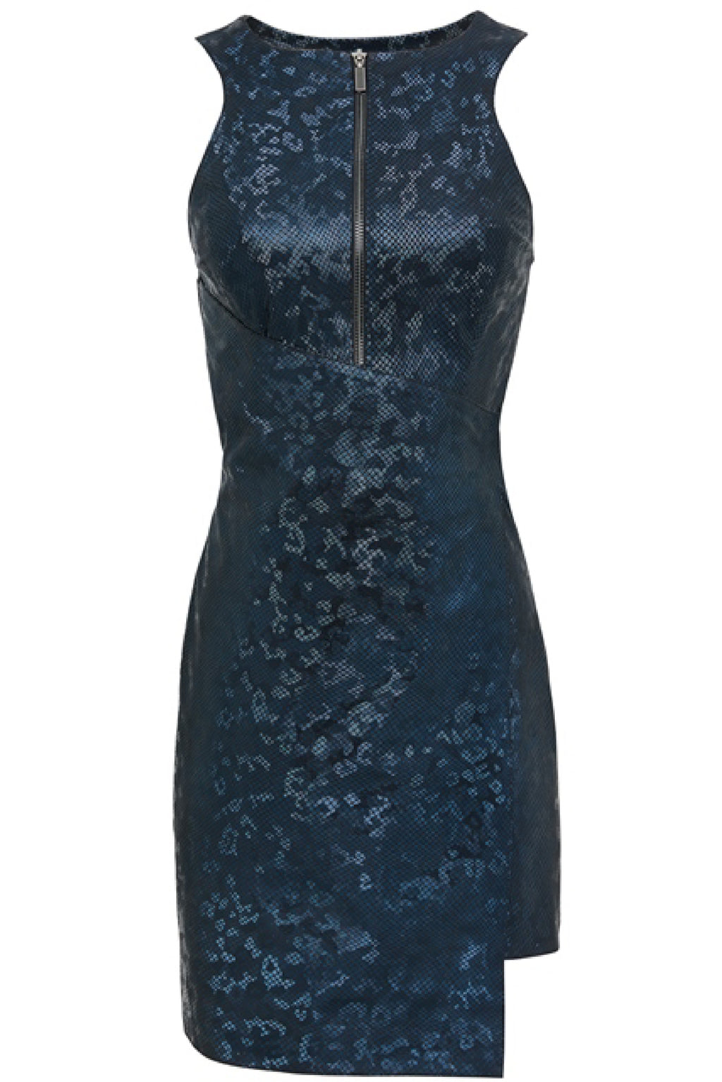 Finished Printed Leather Dress – Navy